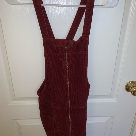dark red overalls